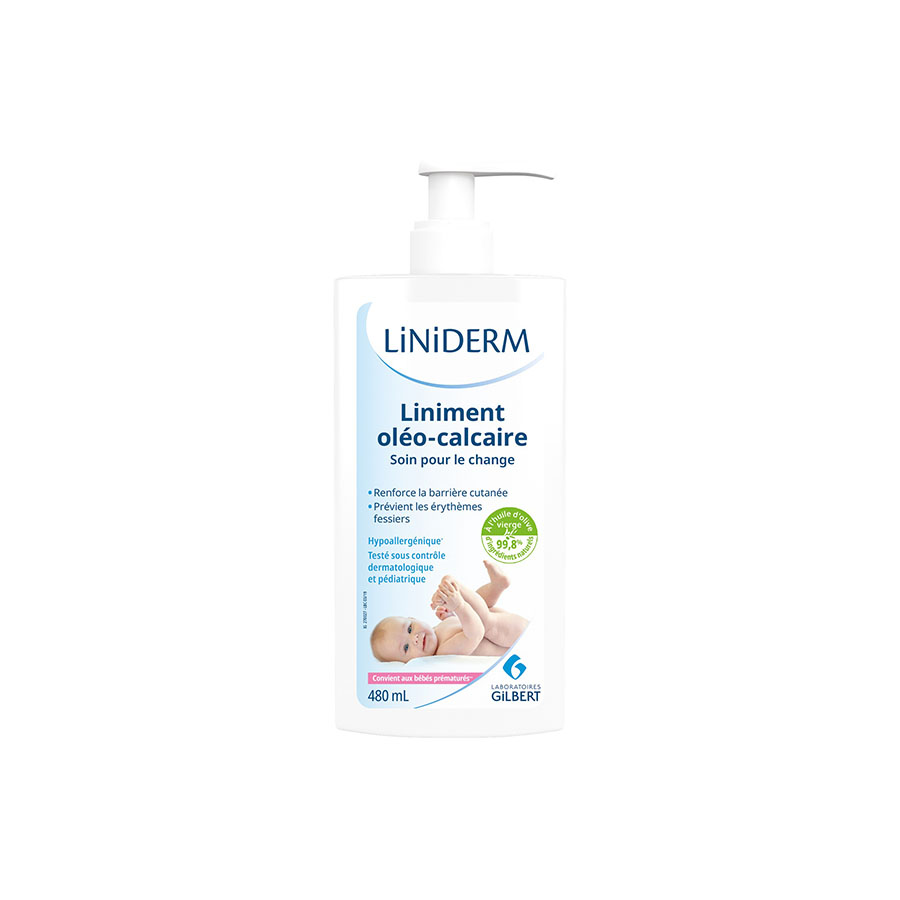 Gilbert Liniment Liniderm Oléo-Calcaire Pompe – 480 Ml | GoBébé.ma