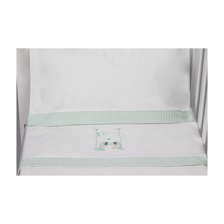 Interbaby - Parure De Lit Polaire Bébé 60x120 Cm - Drap-housse, Drap Plat, Taie - Motif éléphant Ballon Cœur - Hiver